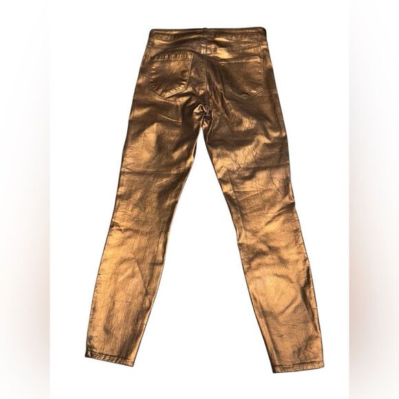 🔥 L'Agence Margot in Pine Bark Bronze Foil Crackle High Rise Skinny pants sz 27 - Picture 4 of 10